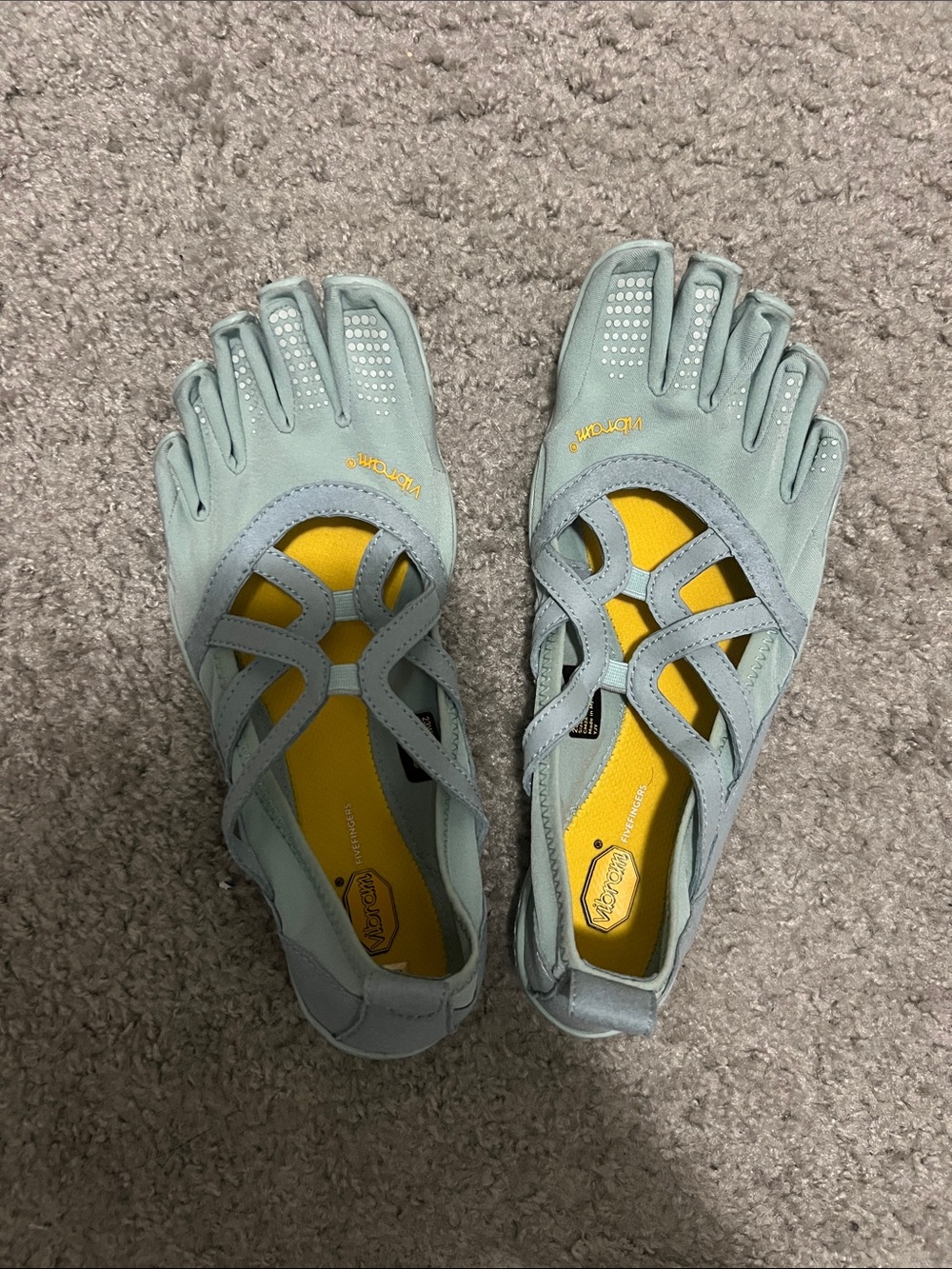 Vibram Women's Light Gray FiveFingers with Yellow Insole